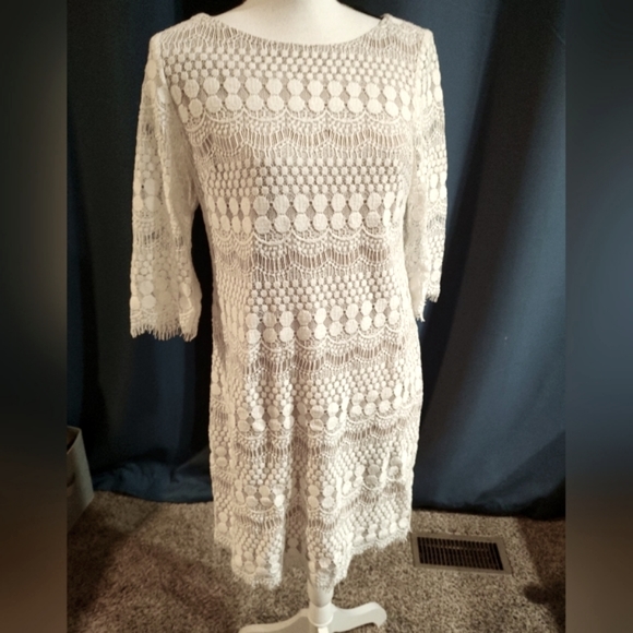 Jessica Howard brand size 10P lace boho/art deco/flapper style midi dress - Picture 3 of 13